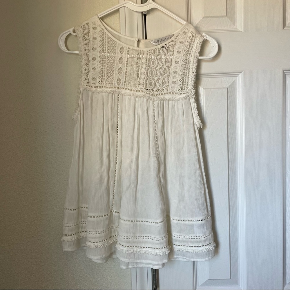 White Boho Sleeveless Shirt
